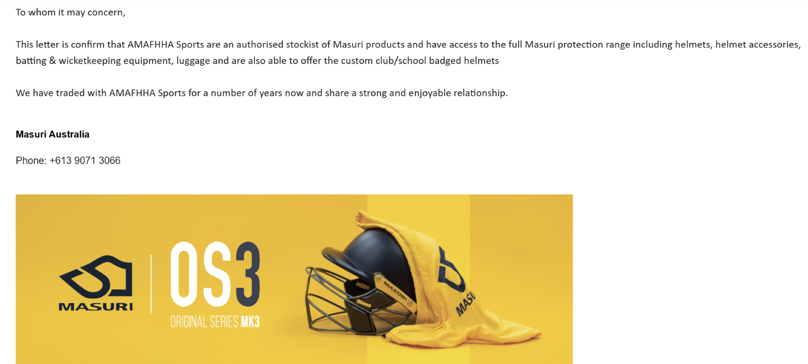 Masuri Australia Certificate - website