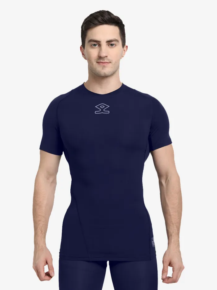 Shrey Intense Skin Compression Short Sleeve Top/Shirt Short - Navy