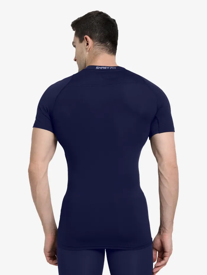 Shrey Intense Skin Compression Short Sleeve Top/Shirt Short - Navy - Image 3
