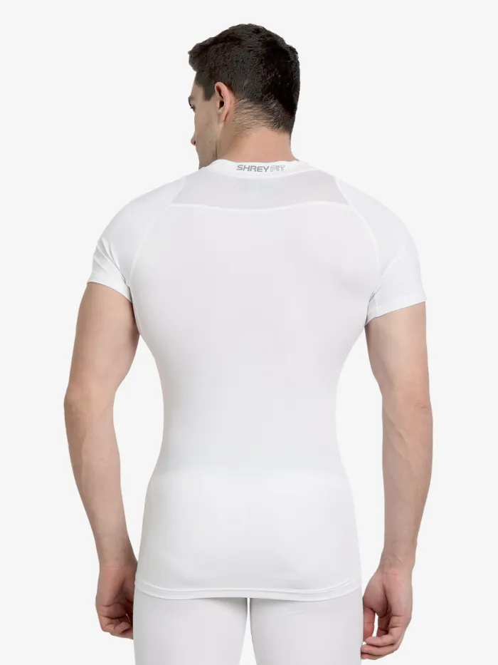 Shrey Intense Skin Compression Short Sleeve Top/Shirt Short - White - Image 3