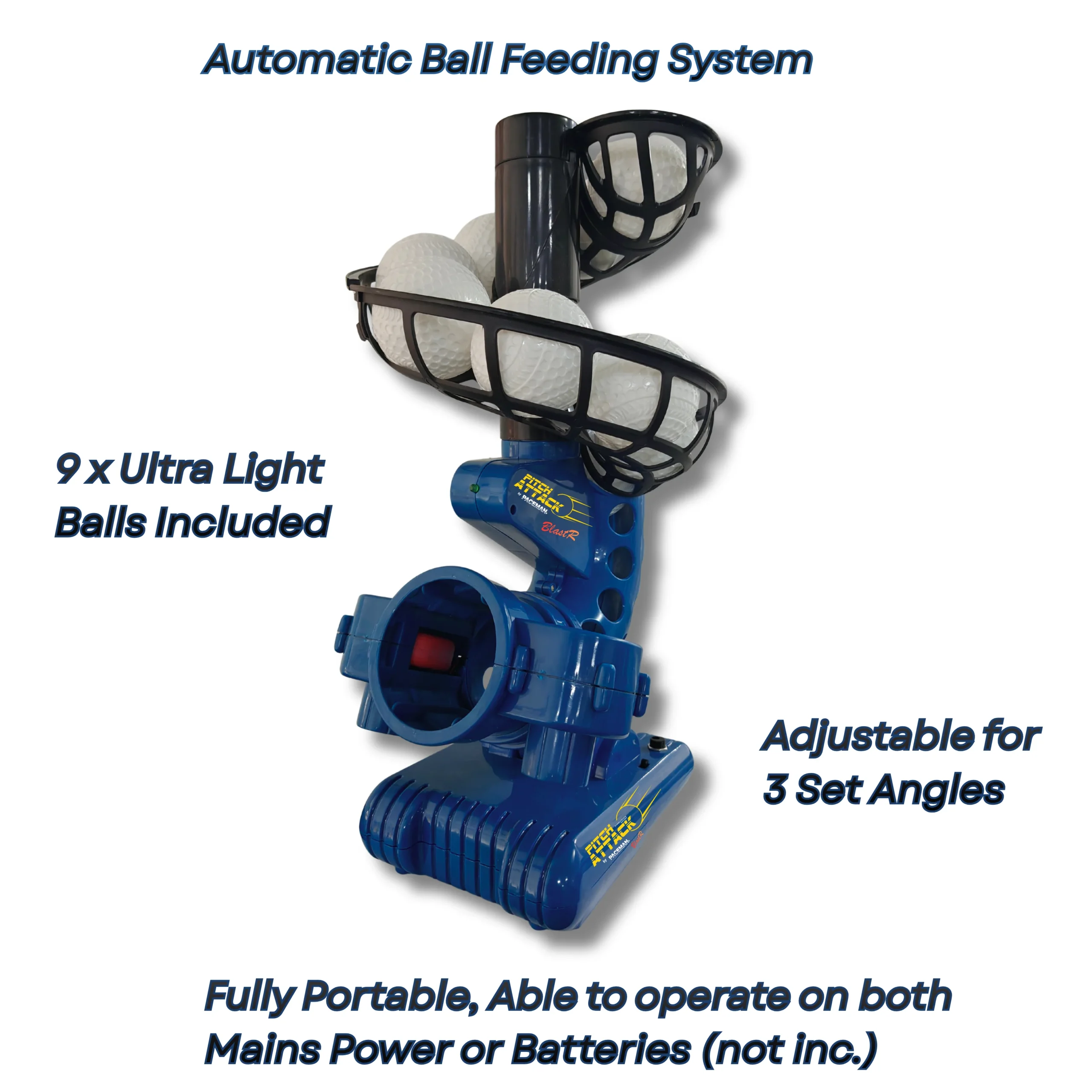 PACEMAN Pitch Attack BlastR Blaster Bowling Machine with 9 Balls - Image 3